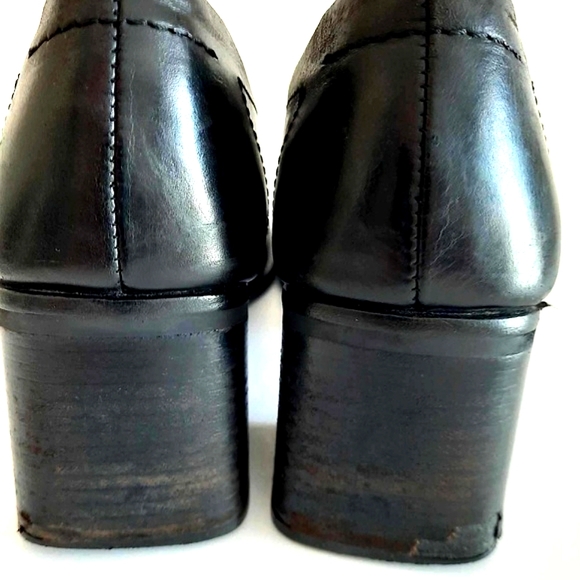 ALDO Black Leather Square Toe Heeled Loafers Size 40/10 - Picture 9 of 9